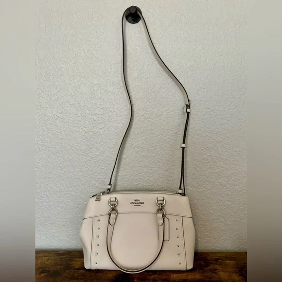 NEW Coach Mini Brooke Carryall Small Satchel Crossbody Chalk Silver Rivets - Picture 5 of 11